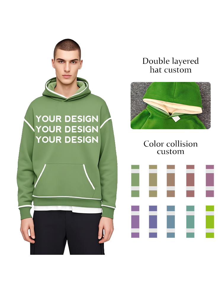 Sudadera con capucha de estilo especial, unisex, con logotipo y marca personalizados y doble gorra extragrande.