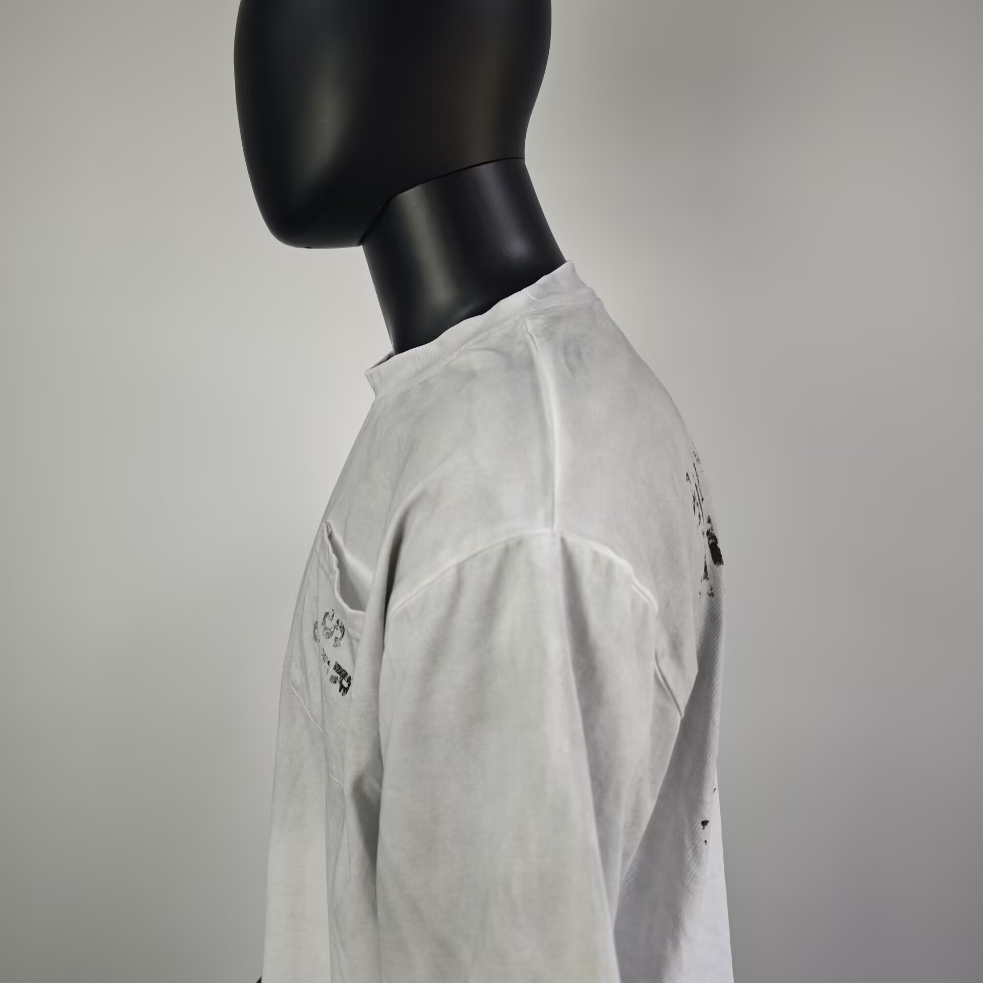Camiseta de hombre de gran tamaño, lisa, con lavado ácido, de peso pesado, con lavado desteñido al sol, estilo cuadrado, recortada, desgastada, vintage.