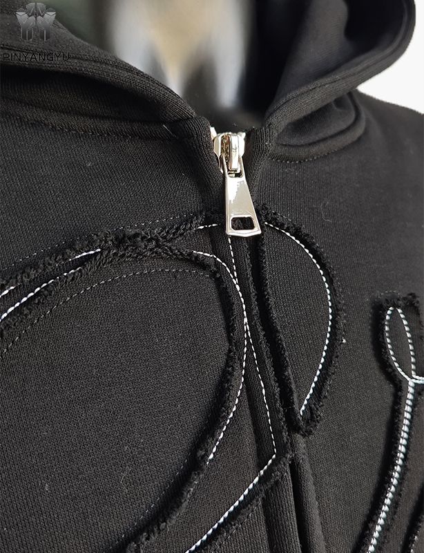 Sudadera con capucha y cremallera doble personalizada con bordado de parche