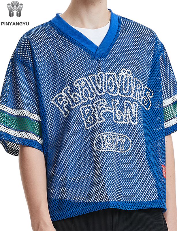 Camiseta de malla macro personalizada, transpirable, con agujeros grandes, ideal para deportes y verano.