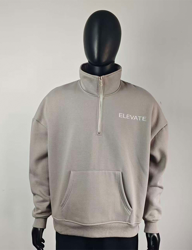 Sudadera con capucha larga de felpa con cuello redondo para mujer, logotipo personalizado de alta calidad, 100% algod&oacute;n, jersey con media cremallera, hecho en China OEM