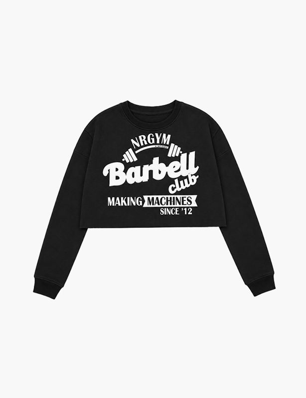 Sudaderas recortadas personalizadas con cuello redondo: moderno dise&ntilde;o de manga larga con dobladillo alto en algod&oacute;n puro de primera calidad, perfectas para usar en capas o como estilo urbano independiente
