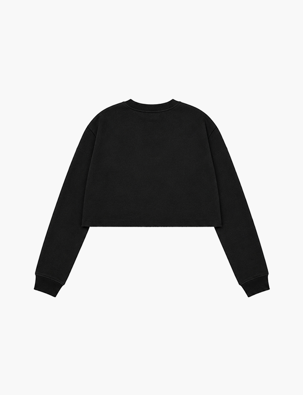 Sudaderas recortadas personalizadas con cuello redondo: moderno dise&ntilde;o de manga larga con dobladillo alto en algod&oacute;n puro de primera calidad, perfectas para usar en capas o como estilo urbano independiente